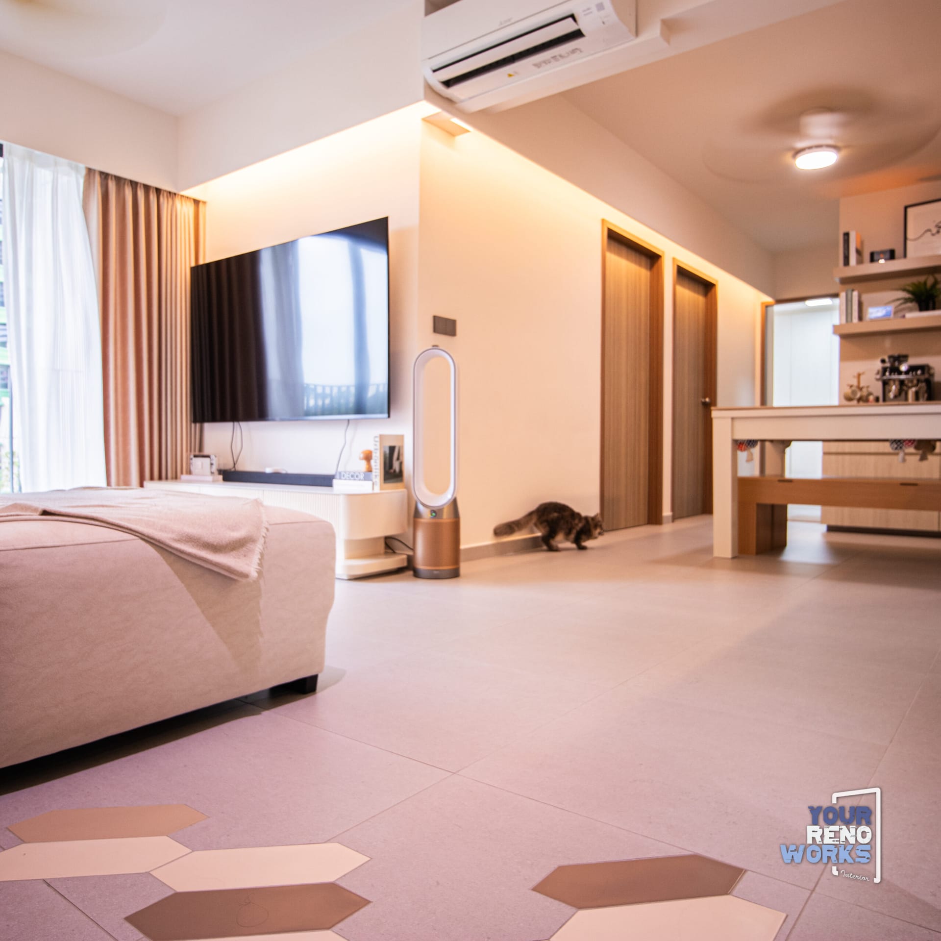 Relaxed coastal ambiance incorporating light blues and white carpentry in Bishan